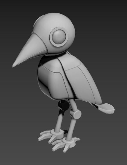 Mechanical Bird Figurine Low-poly 3D model_14