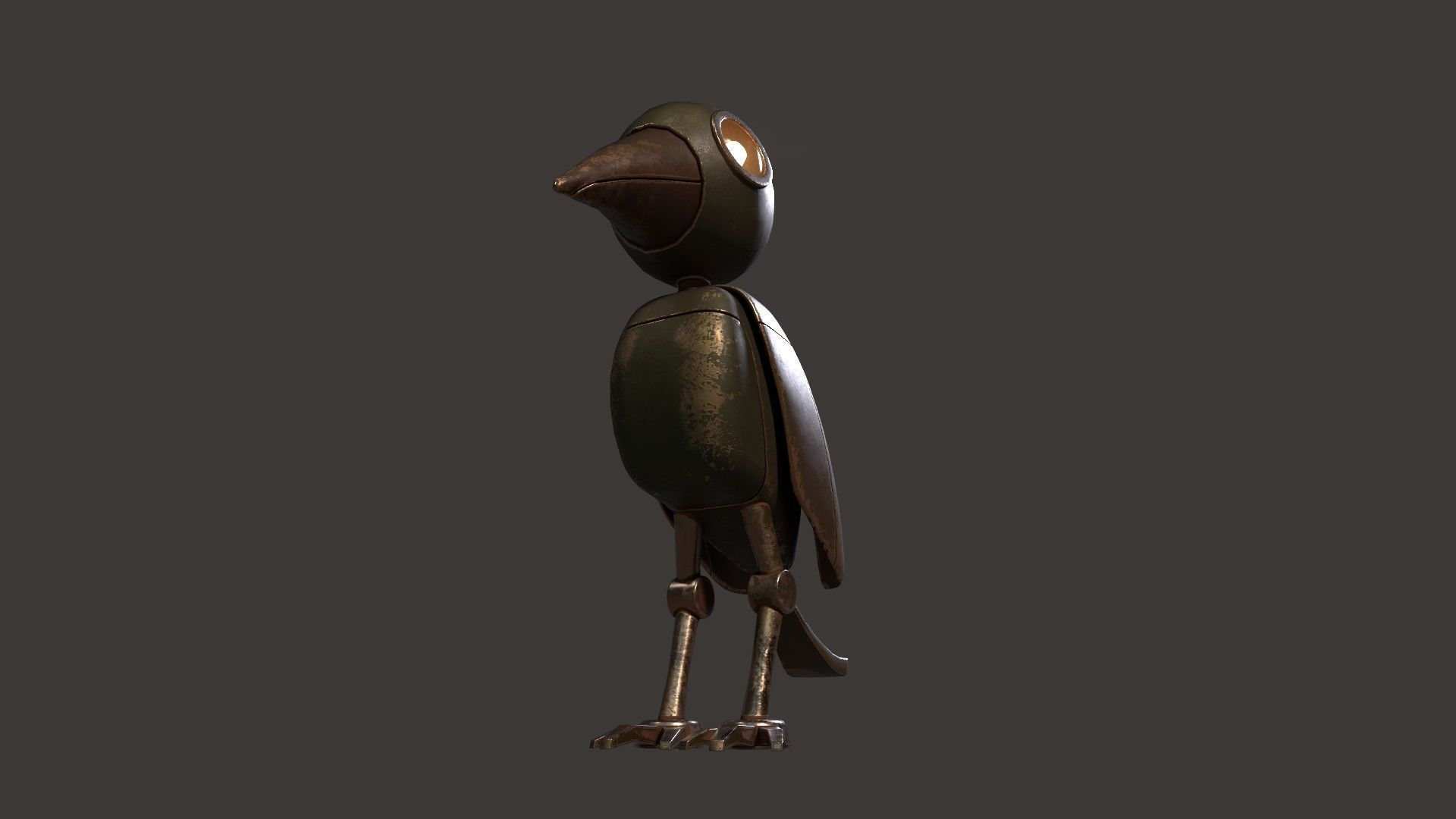 Mechanical Bird Figurine Low-poly 3D model_4