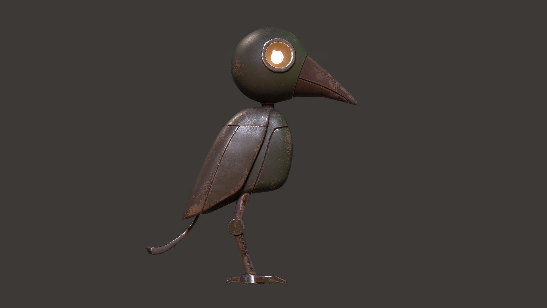 Mechanical Bird Figurine Low-poly 3D model_9
