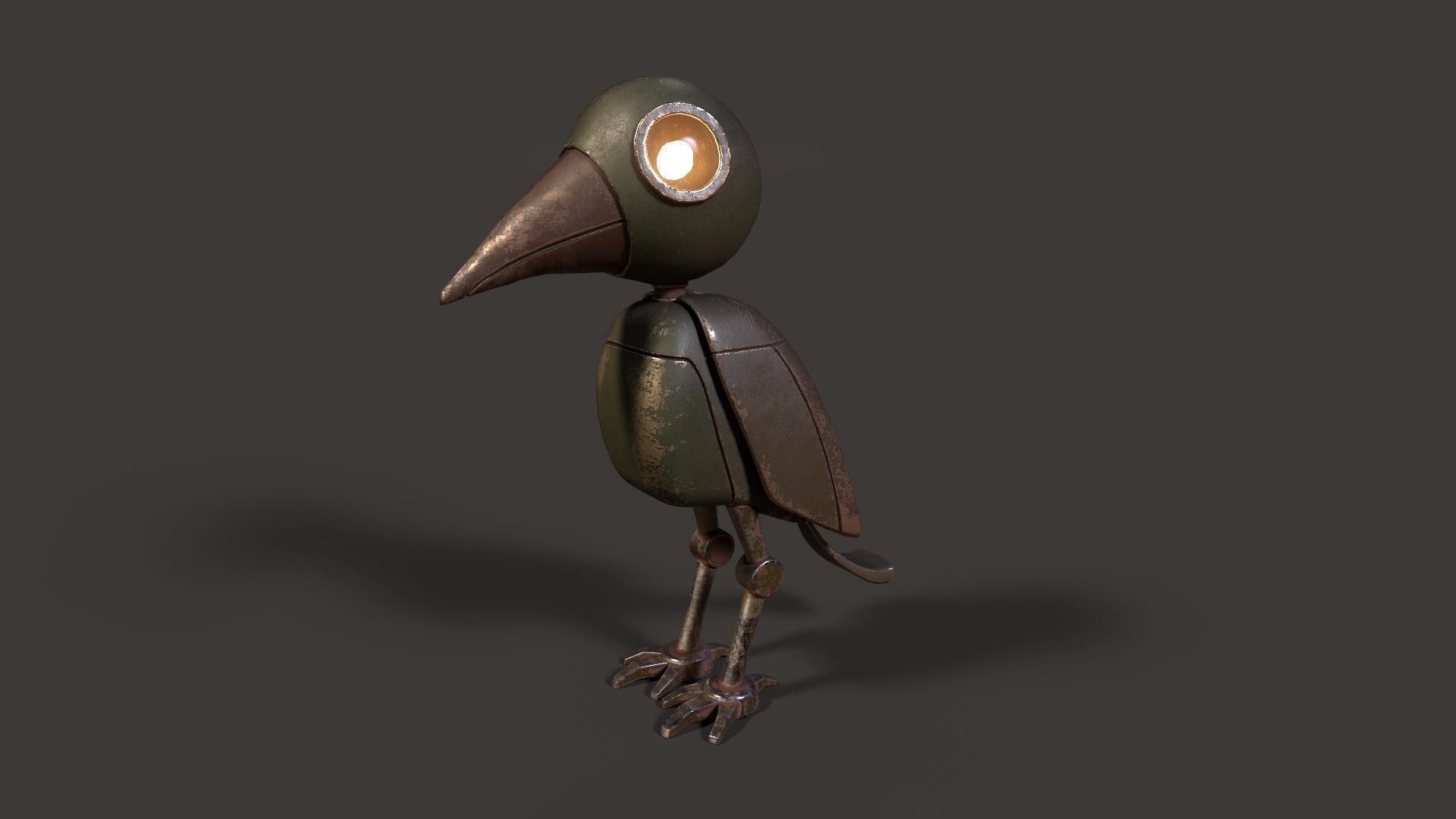 Mechanical Bird Figurine Low-poly 3D model_1
