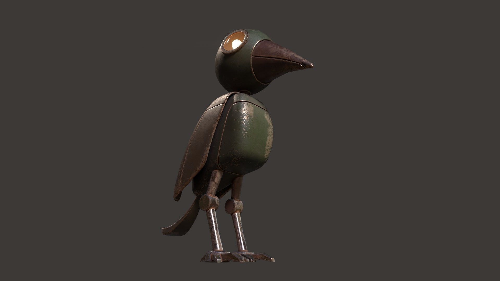 Mechanical Bird Figurine Low-poly 3D model_10