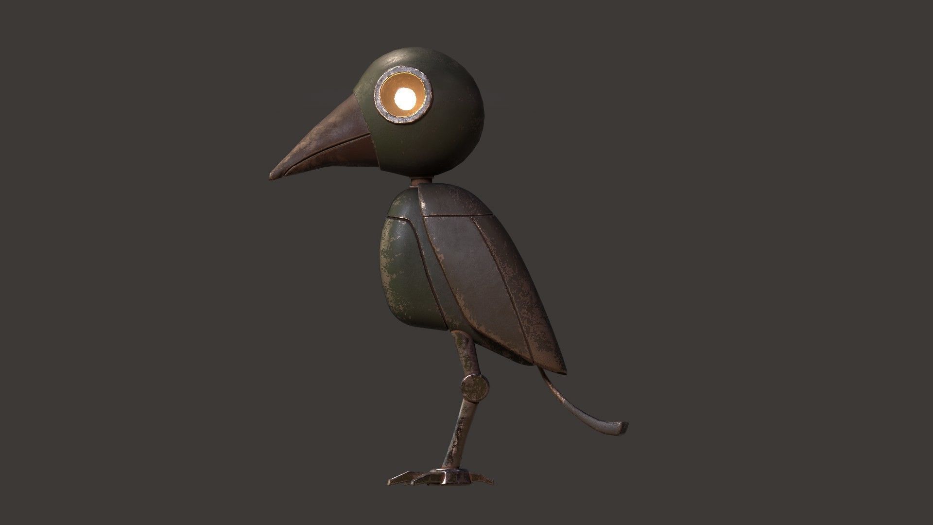 Mechanical Bird Figurine Low-poly 3D model_8
