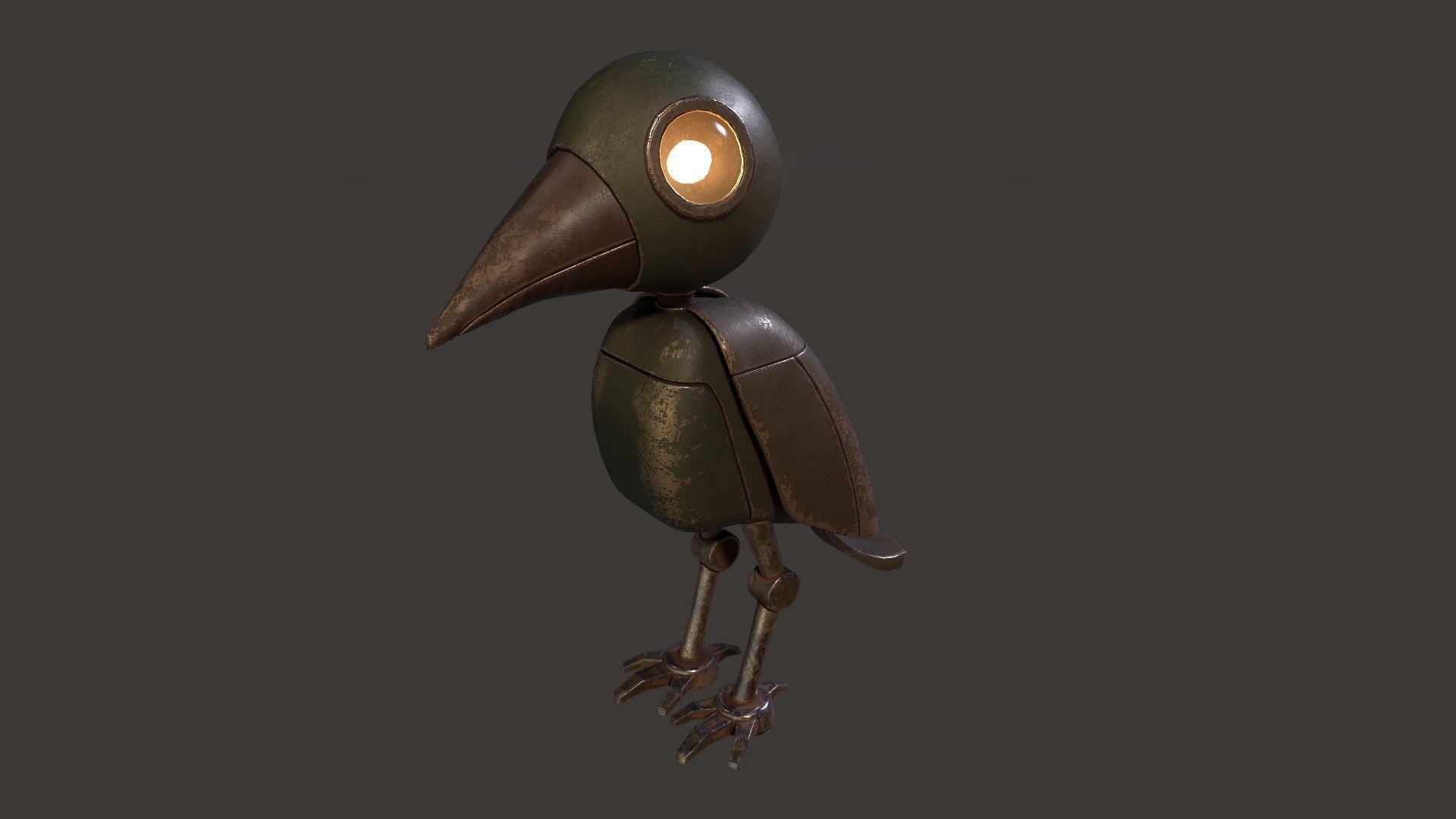 Mechanical Bird Figurine Low-poly 3D model_3