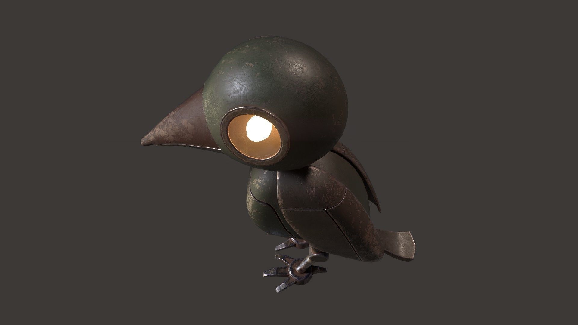 Mechanical Bird Figurine Low-poly 3D model_5