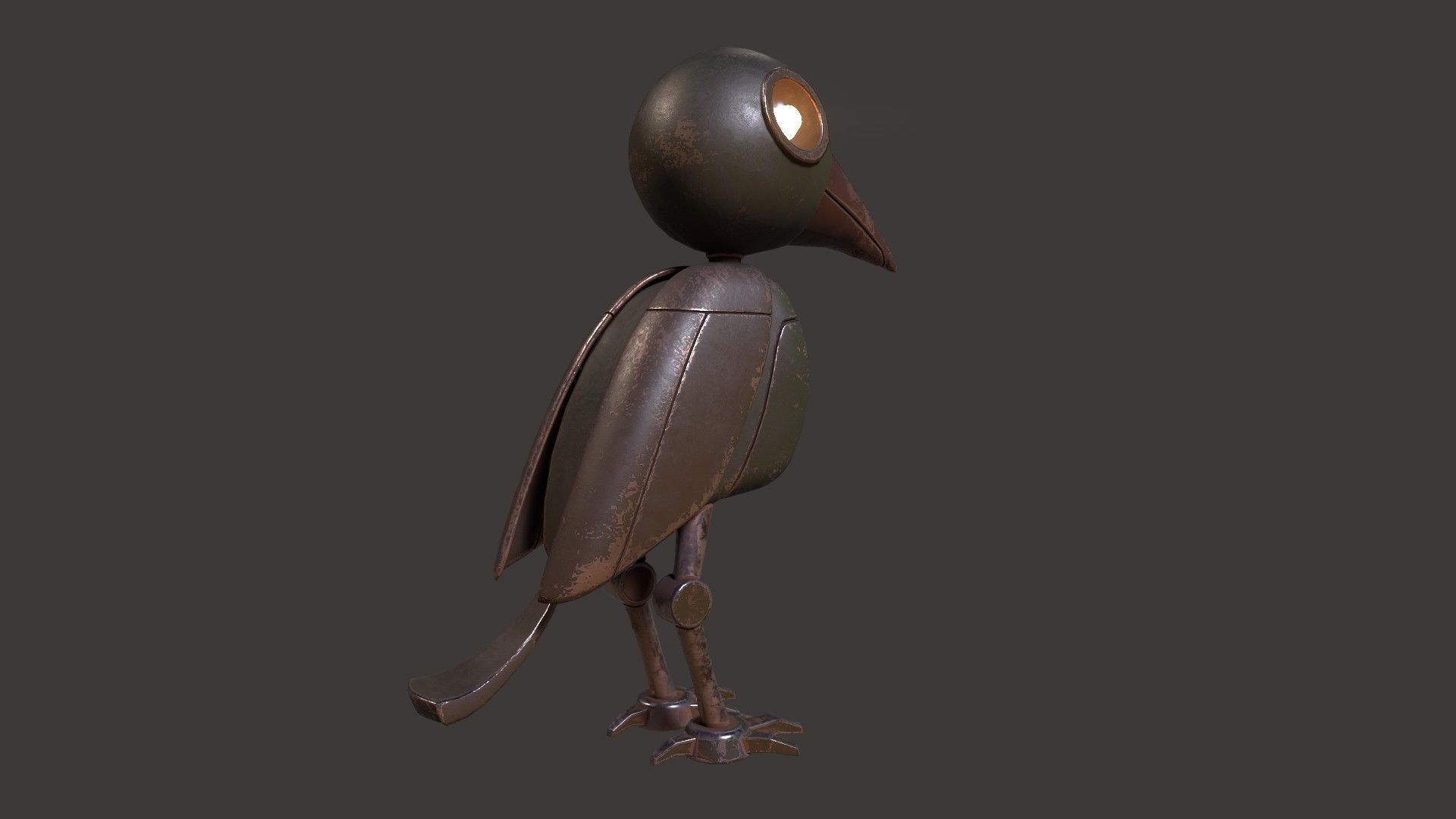 Mechanical Bird Figurine Low-poly 3D model_13
