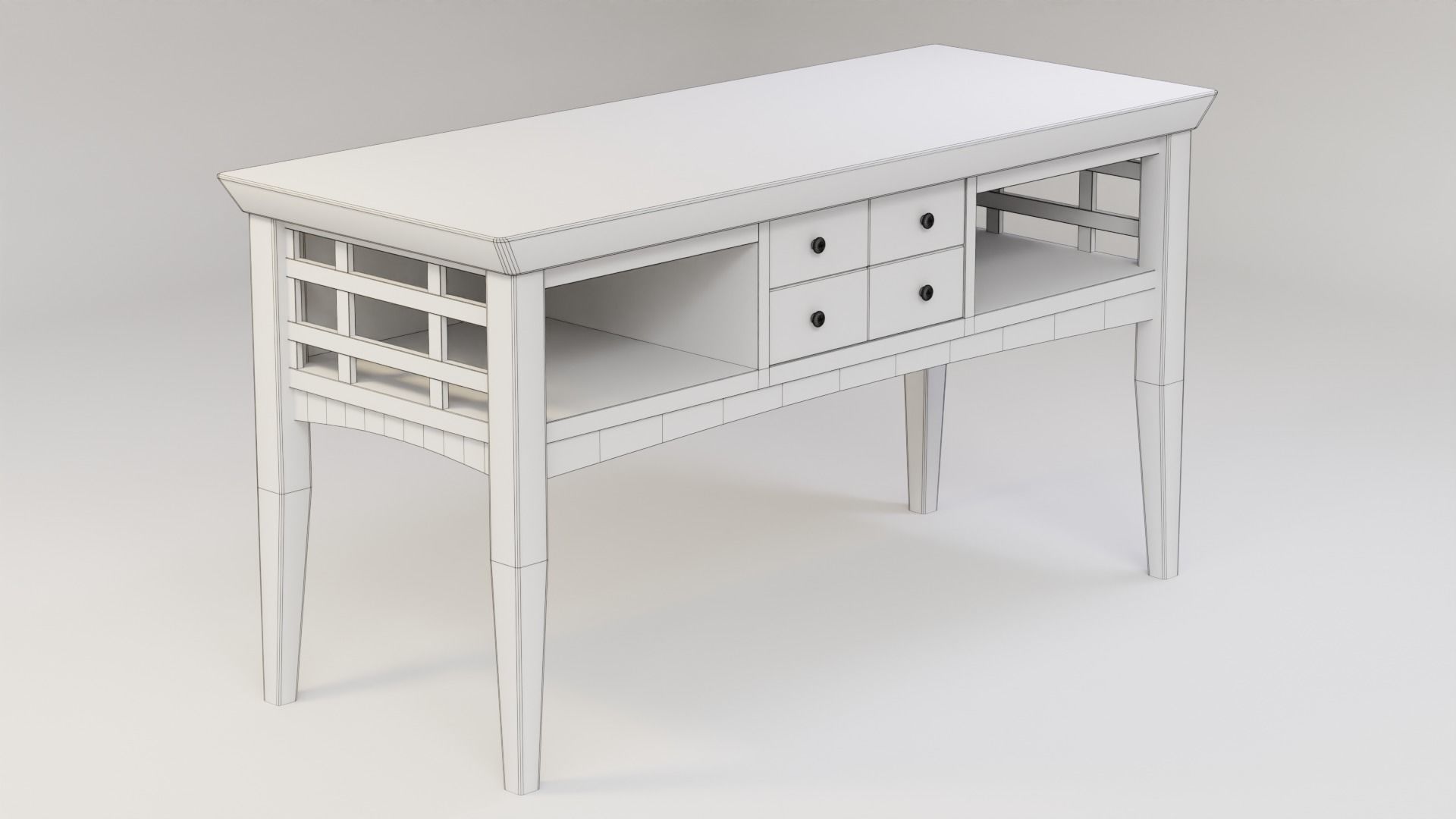 Wooden Entryway Table 3D model_2