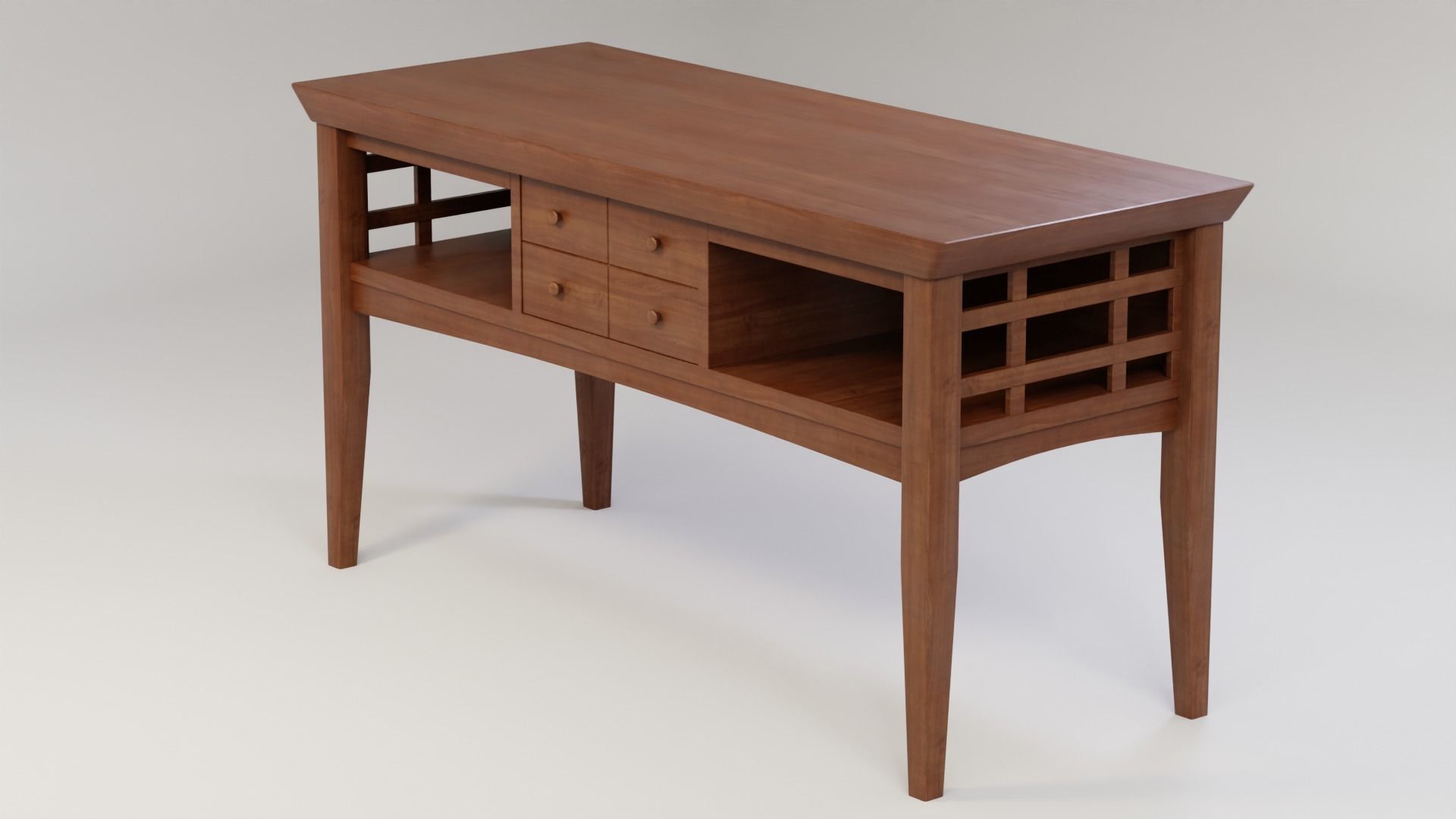 Wooden Entryway Table 3D model_5