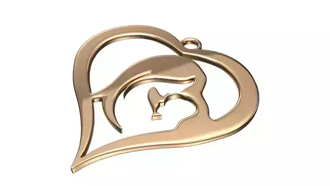 Heart mother and child pendant 3D print model