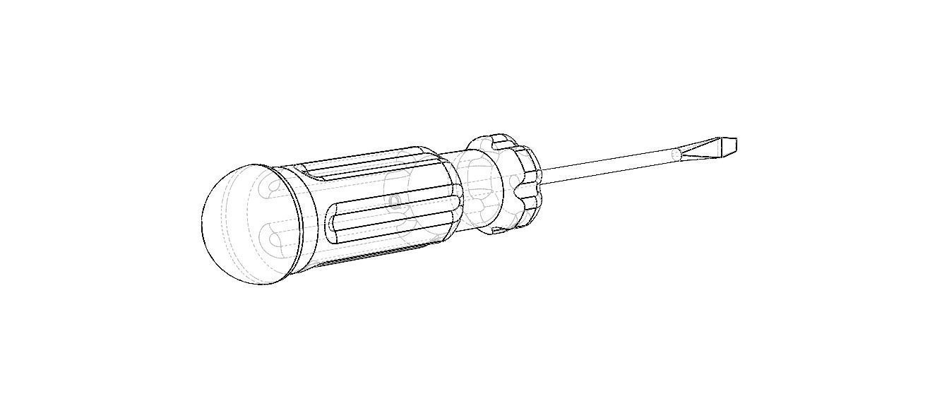 Flat Tip Screw Driver 2mm x 130mm Overall 3D model_35
