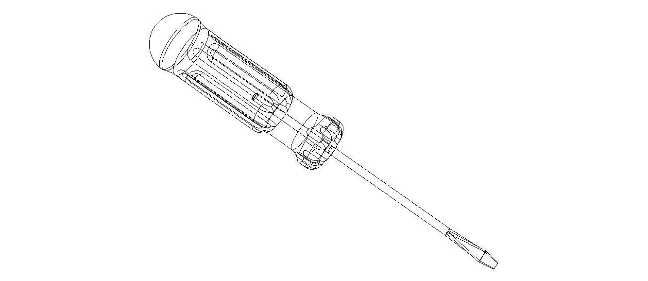 Flat Tip Screw Driver 2mm x 130mm Overall 3D model_8
