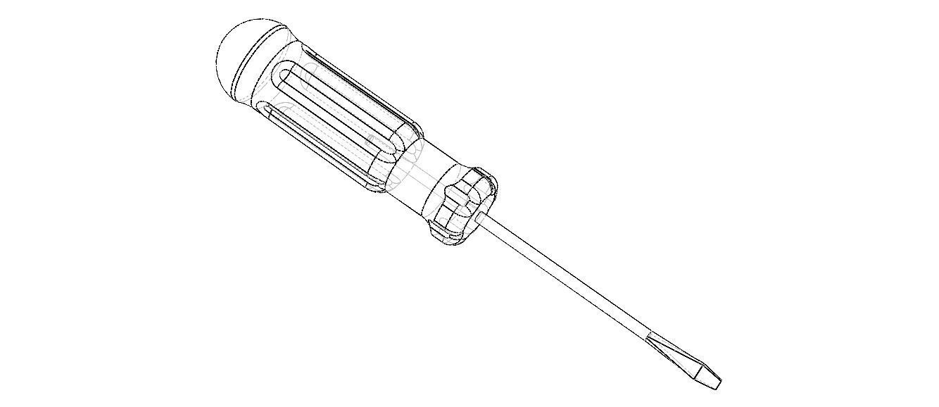 Flat Tip Screw Driver 2mm x 130mm Overall 3D model_7
