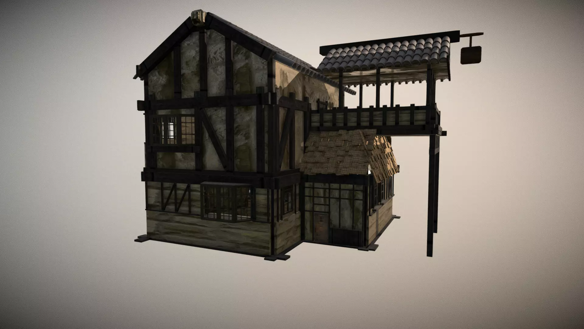 Medieval House the interior is accessible 3D model_0