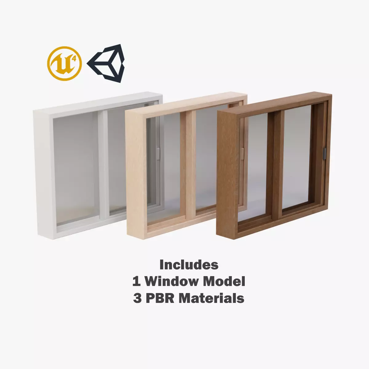 Sliding Glass Window Low-poly 3D model