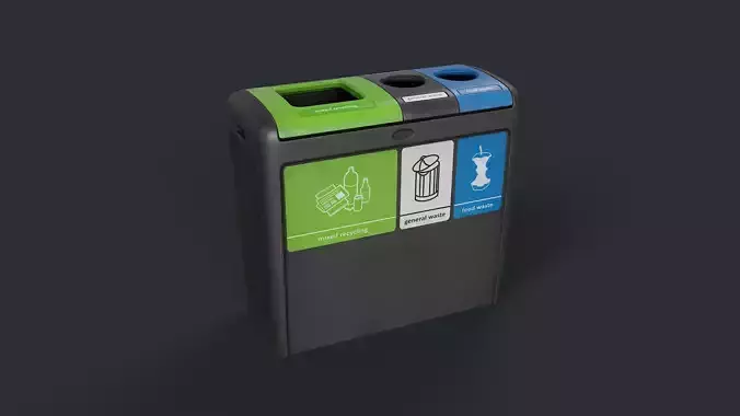 Street Trash Can 32 PBR Game Ready Low-poly 3D model