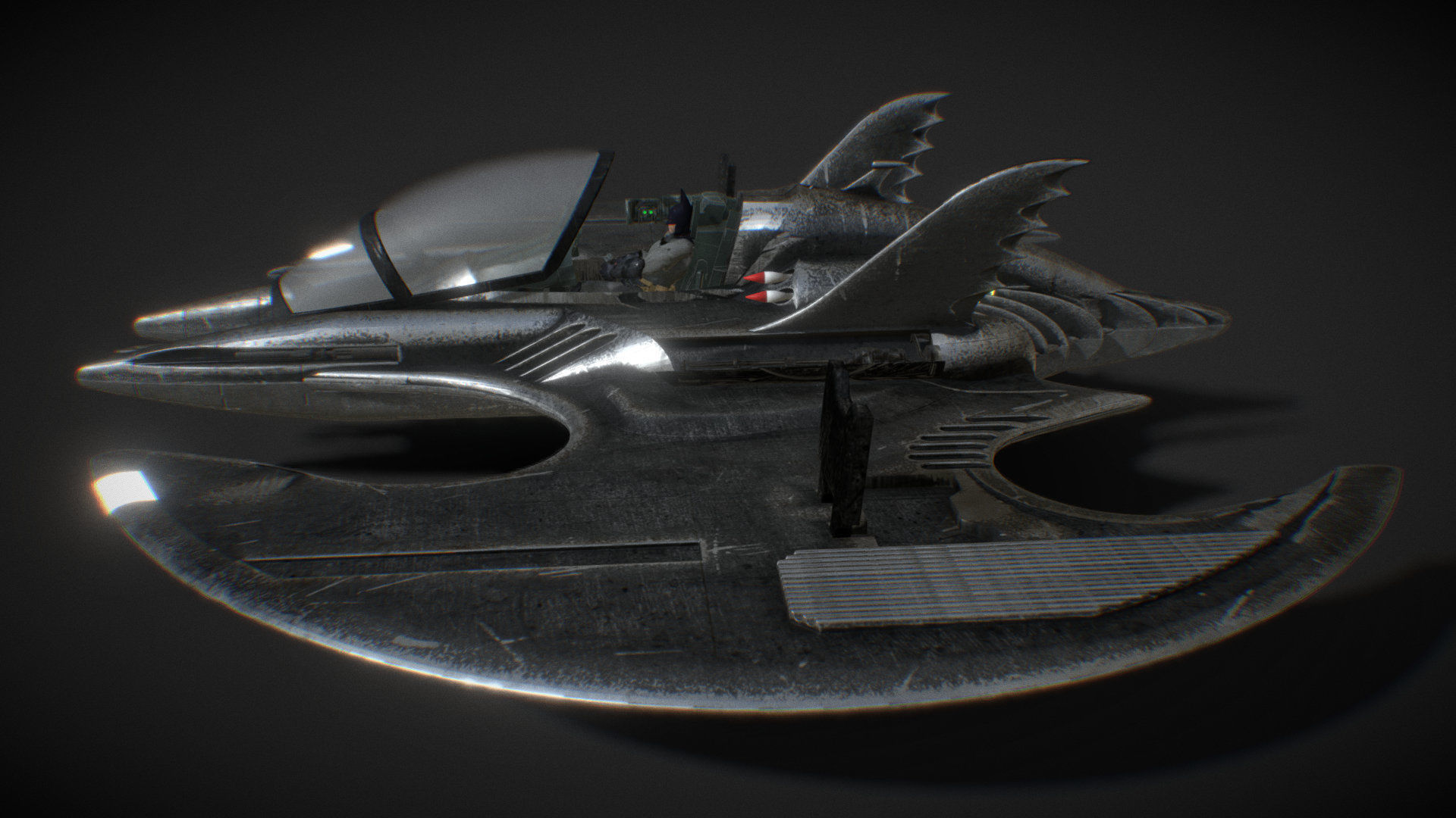Batwing from the film Batman 1989 Low-poly 3D model_17