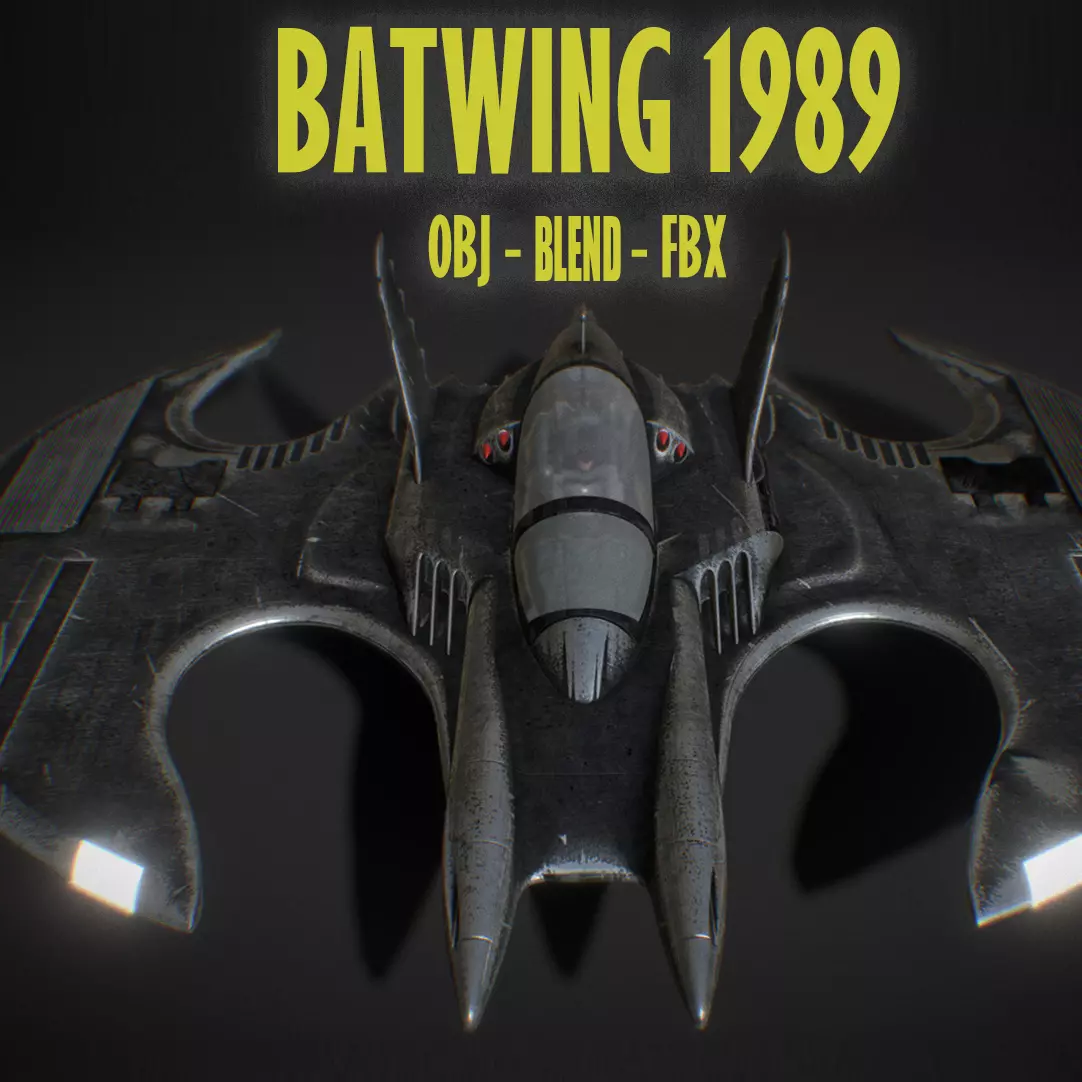 Batwing from the film Batman 1989 Low-poly 3D model_0