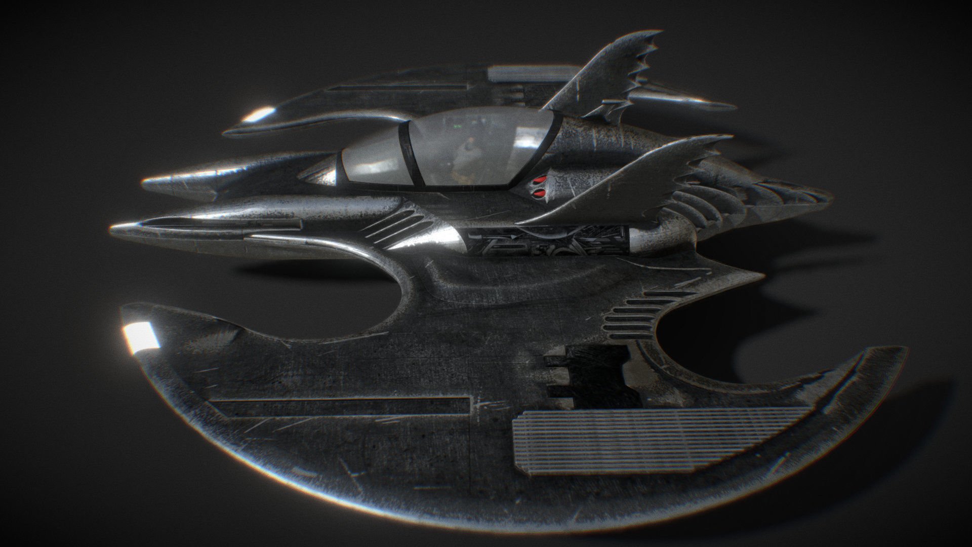 Batwing from the film Batman 1989 Low-poly 3D model_10