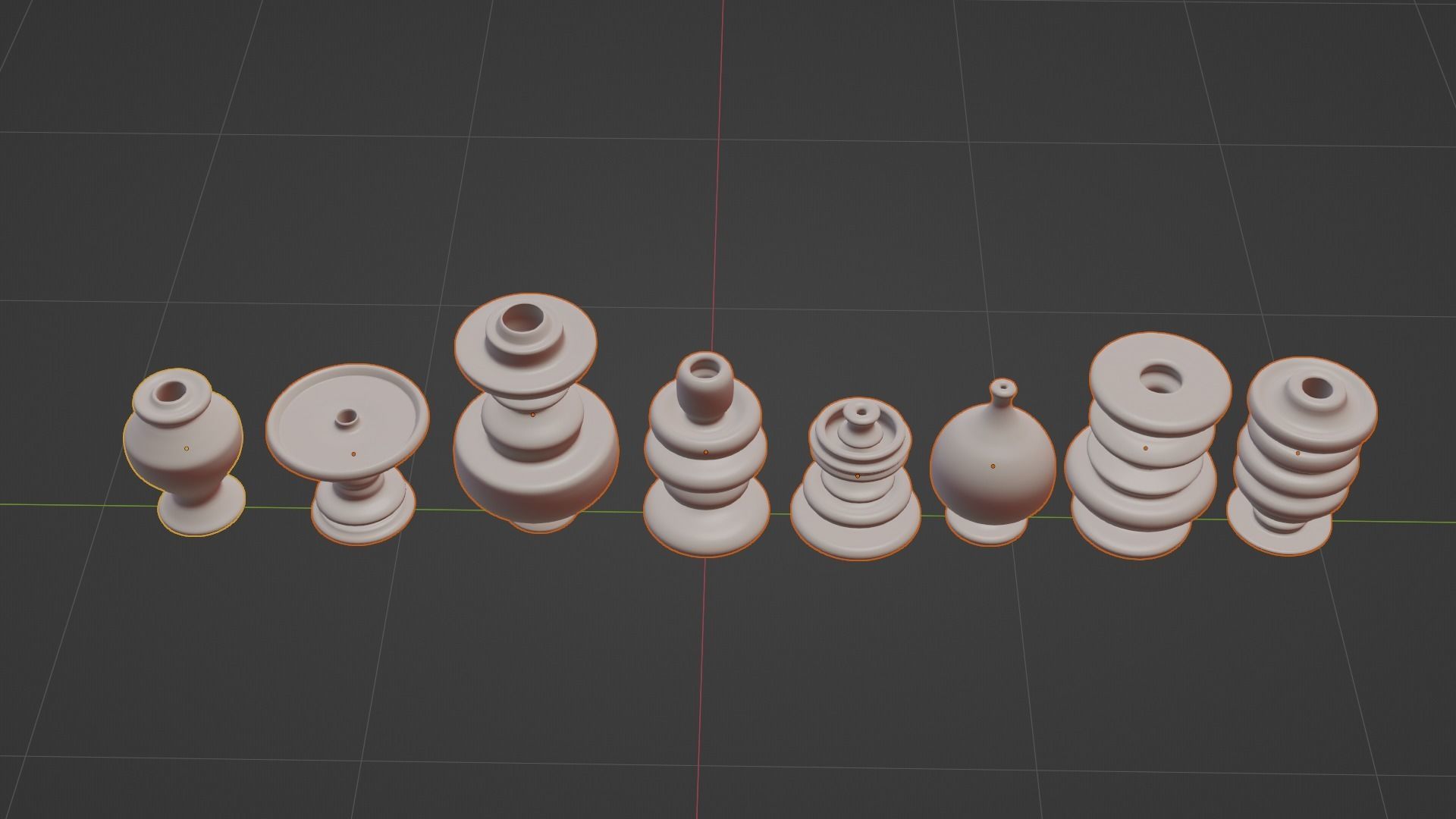 Set of decorative pot base mesh 3D model_8