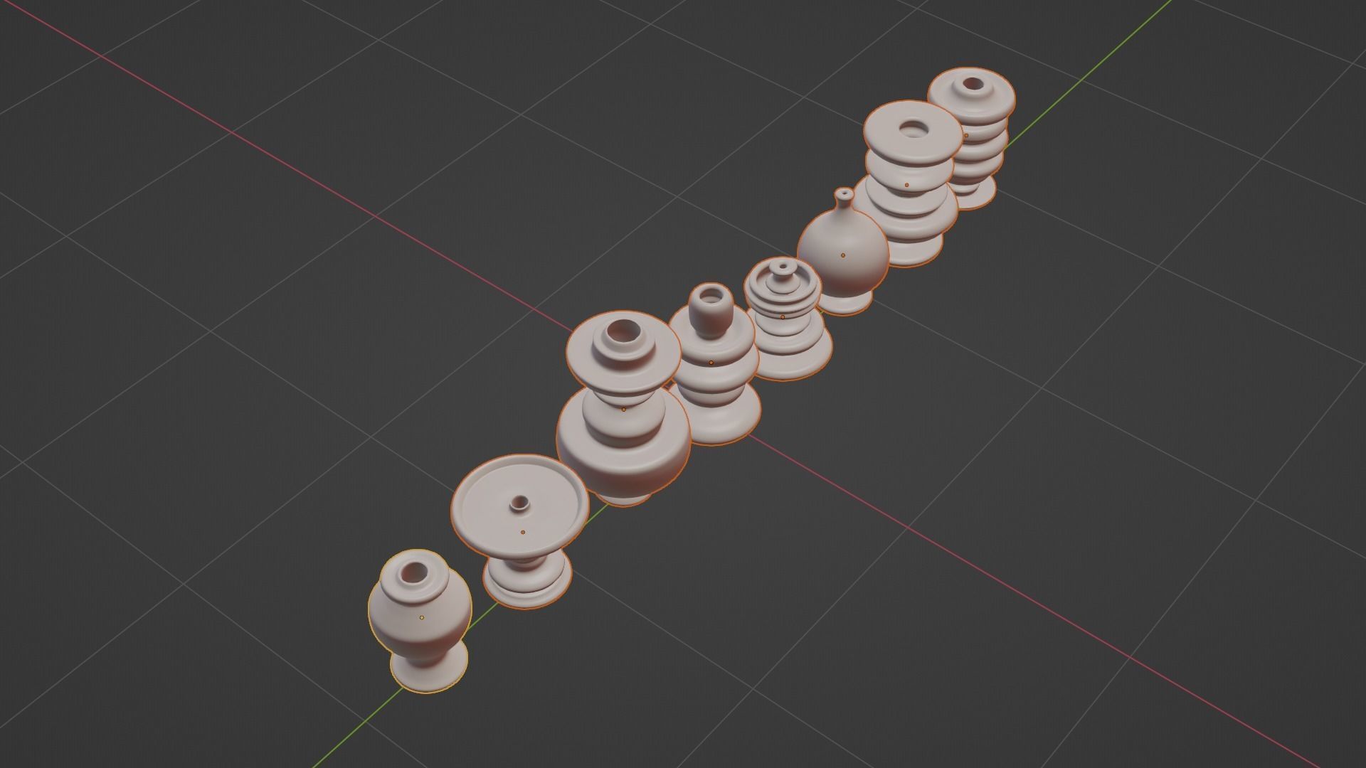 Set of decorative pot base mesh 3D model_10