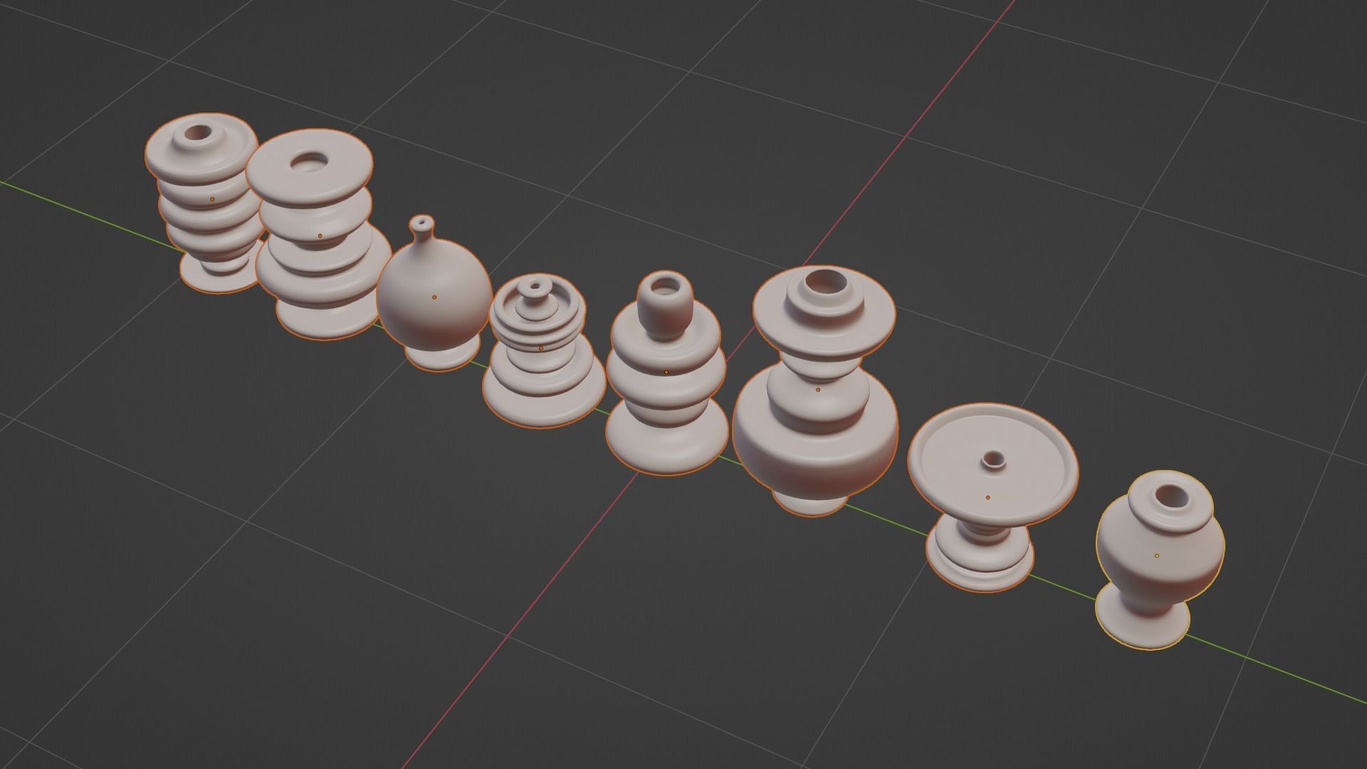 Set of decorative pot base mesh 3D model_7