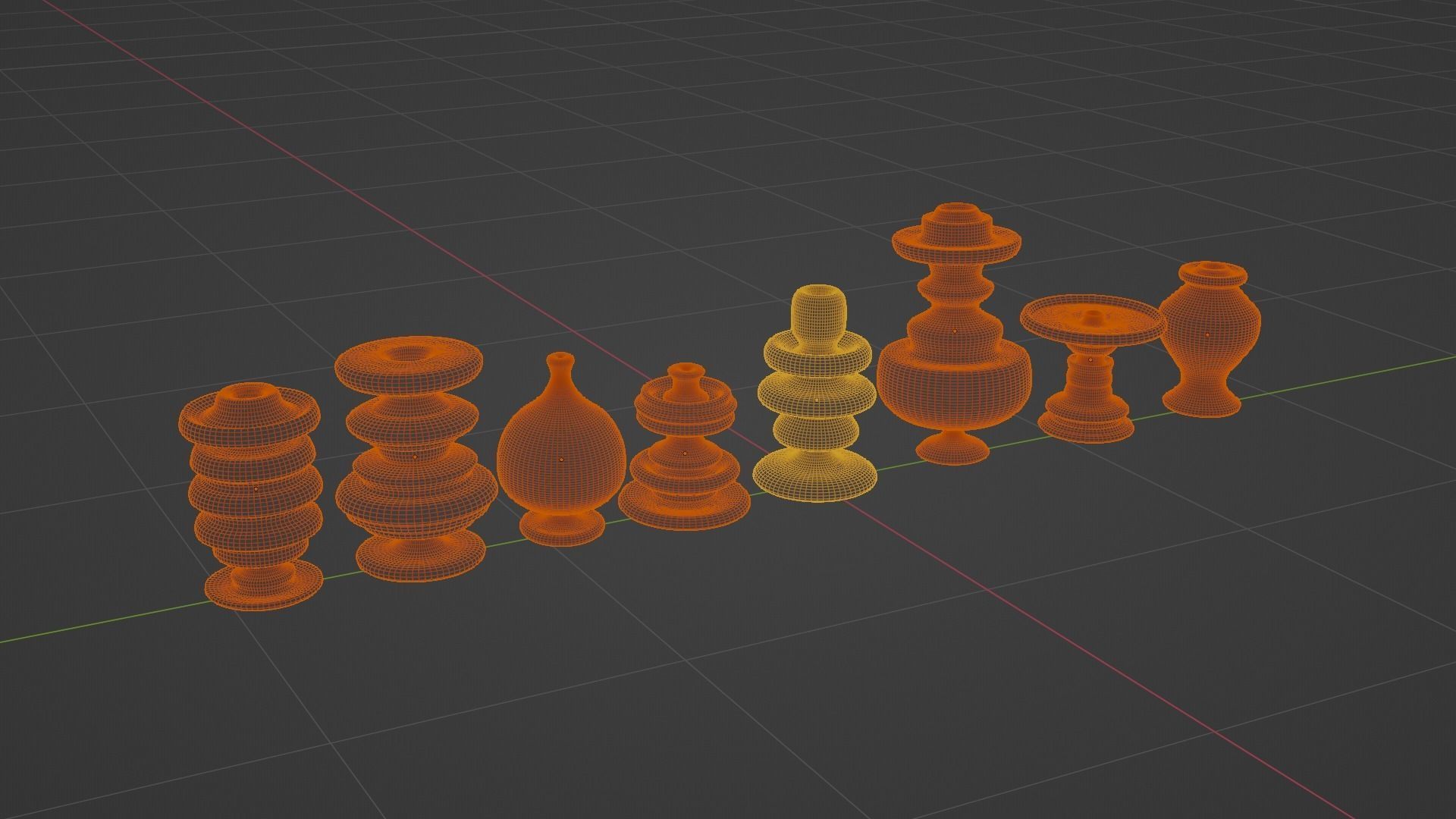 Set of decorative pot base mesh 3D model_13