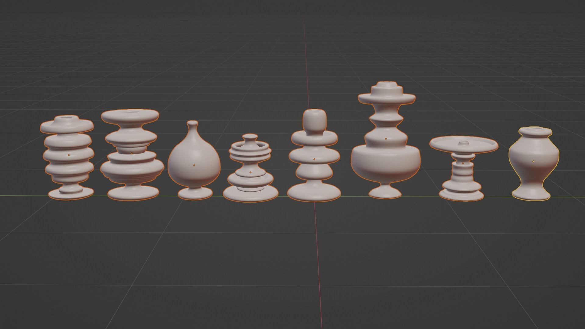 Set of decorative pot base mesh 3D model_9