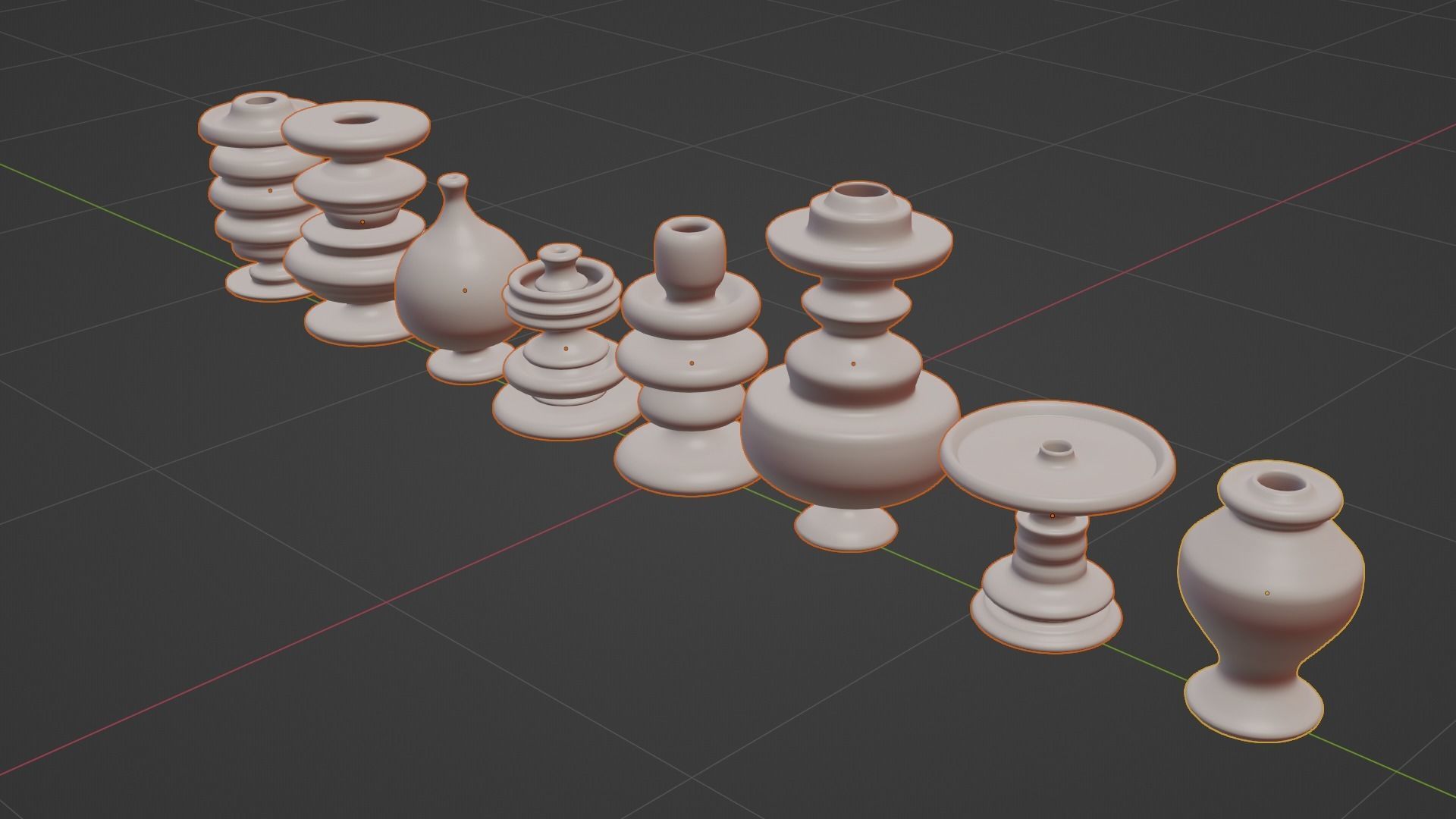 Set of decorative pot base mesh 3D model_3