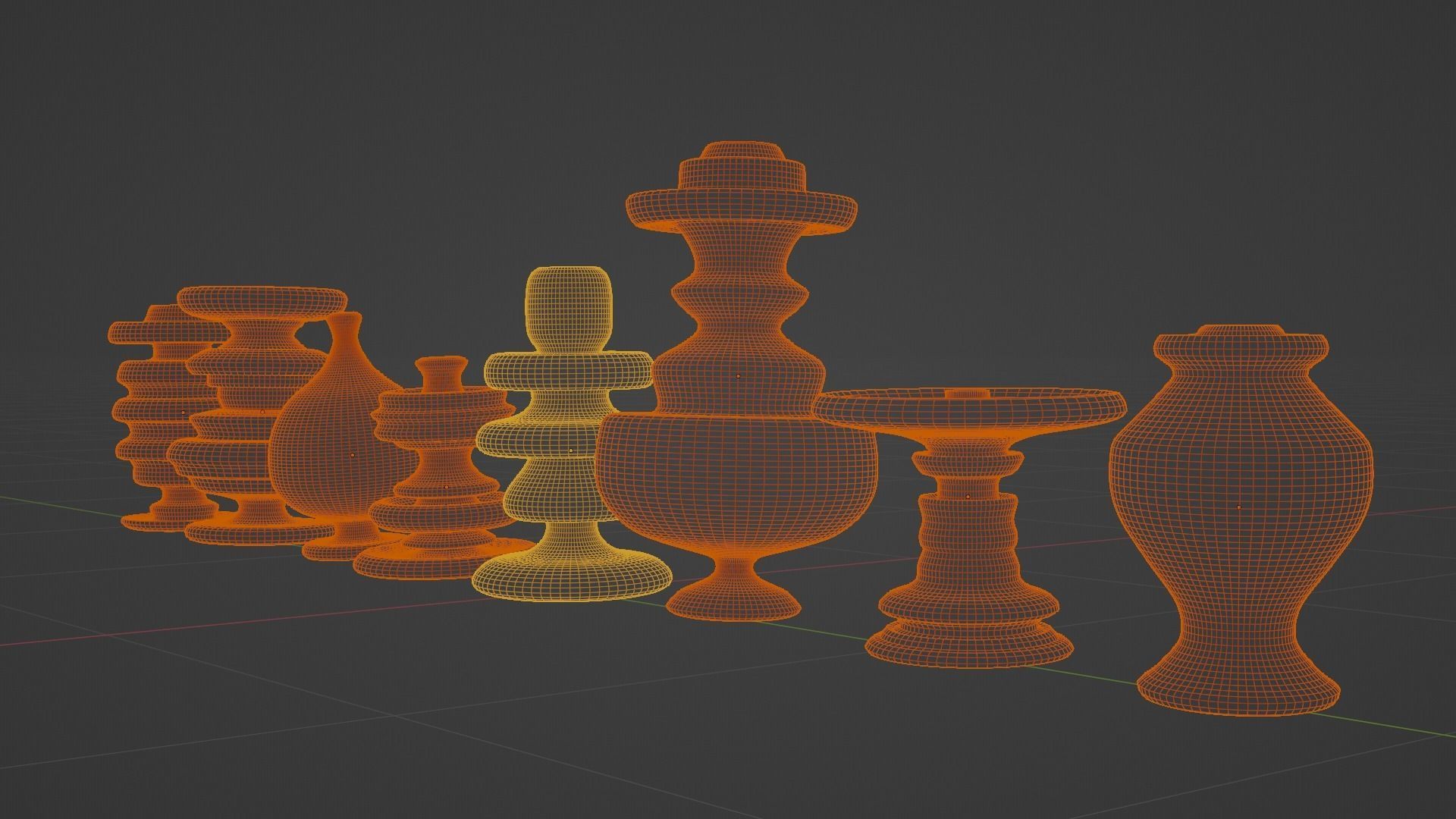 Set of decorative pot base mesh 3D model_12