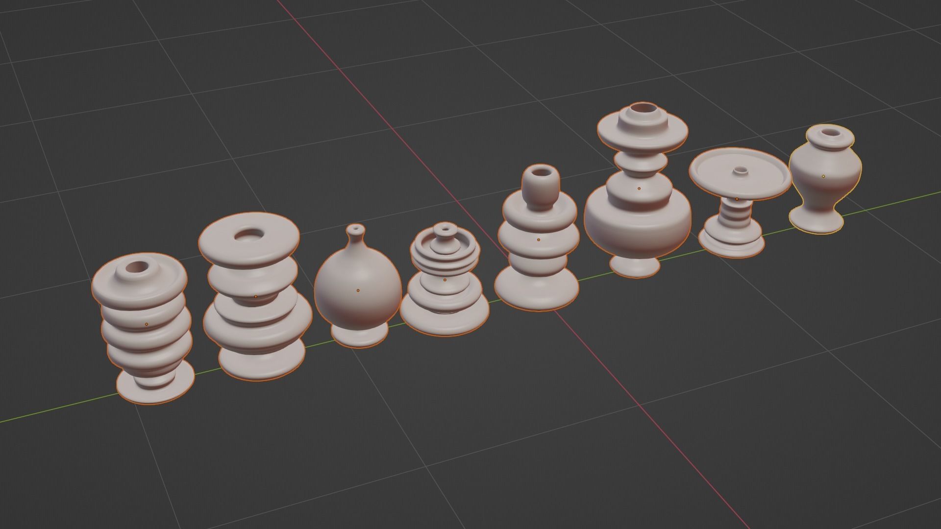 Set of decorative pot base mesh 3D model_6