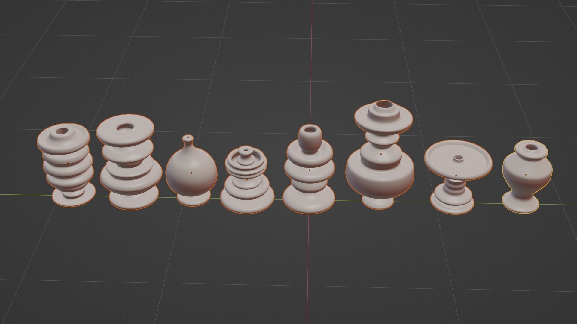 Set of decorative pot base mesh 3D model_11