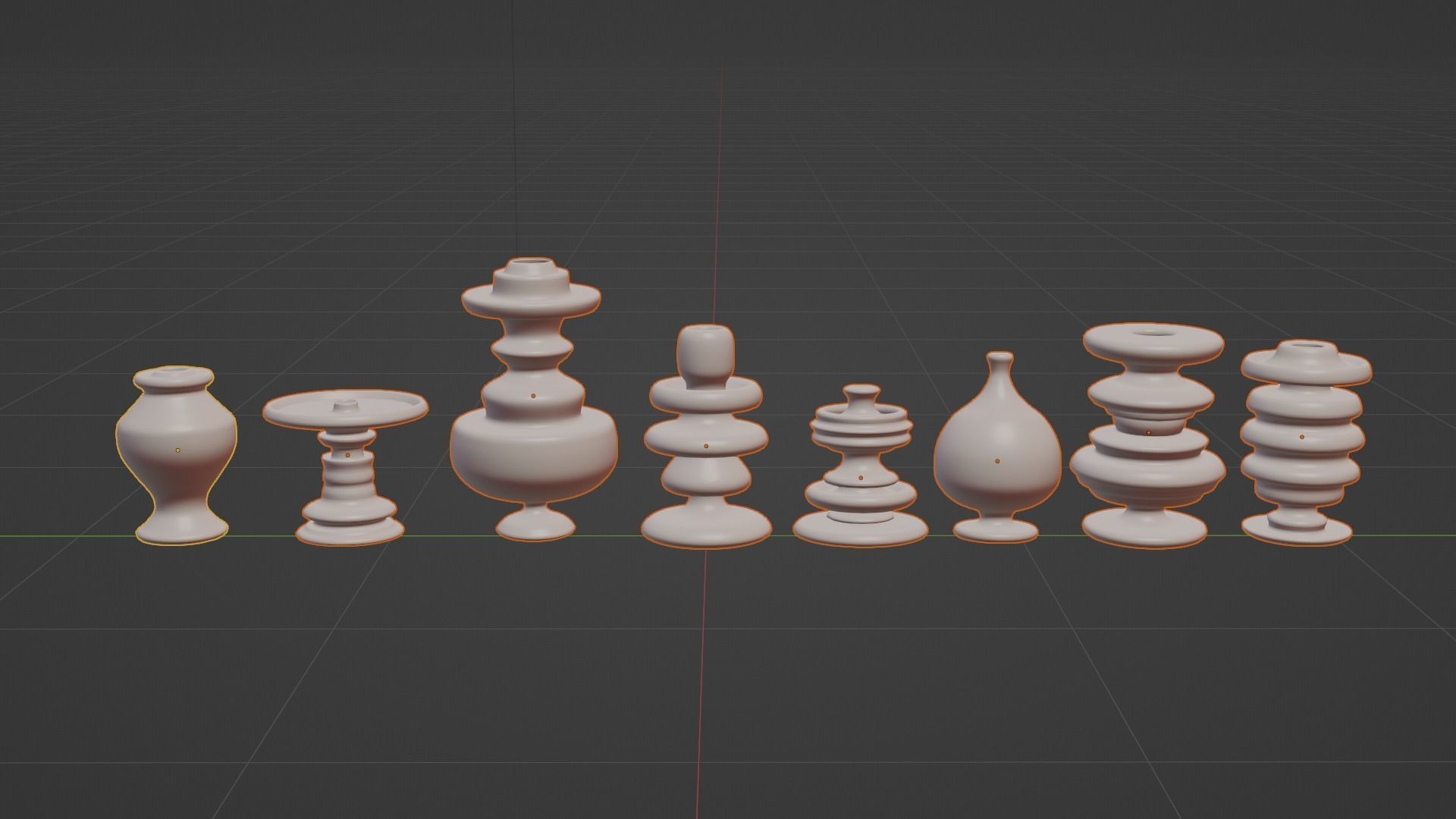 Set of decorative pot base mesh 3D model_1