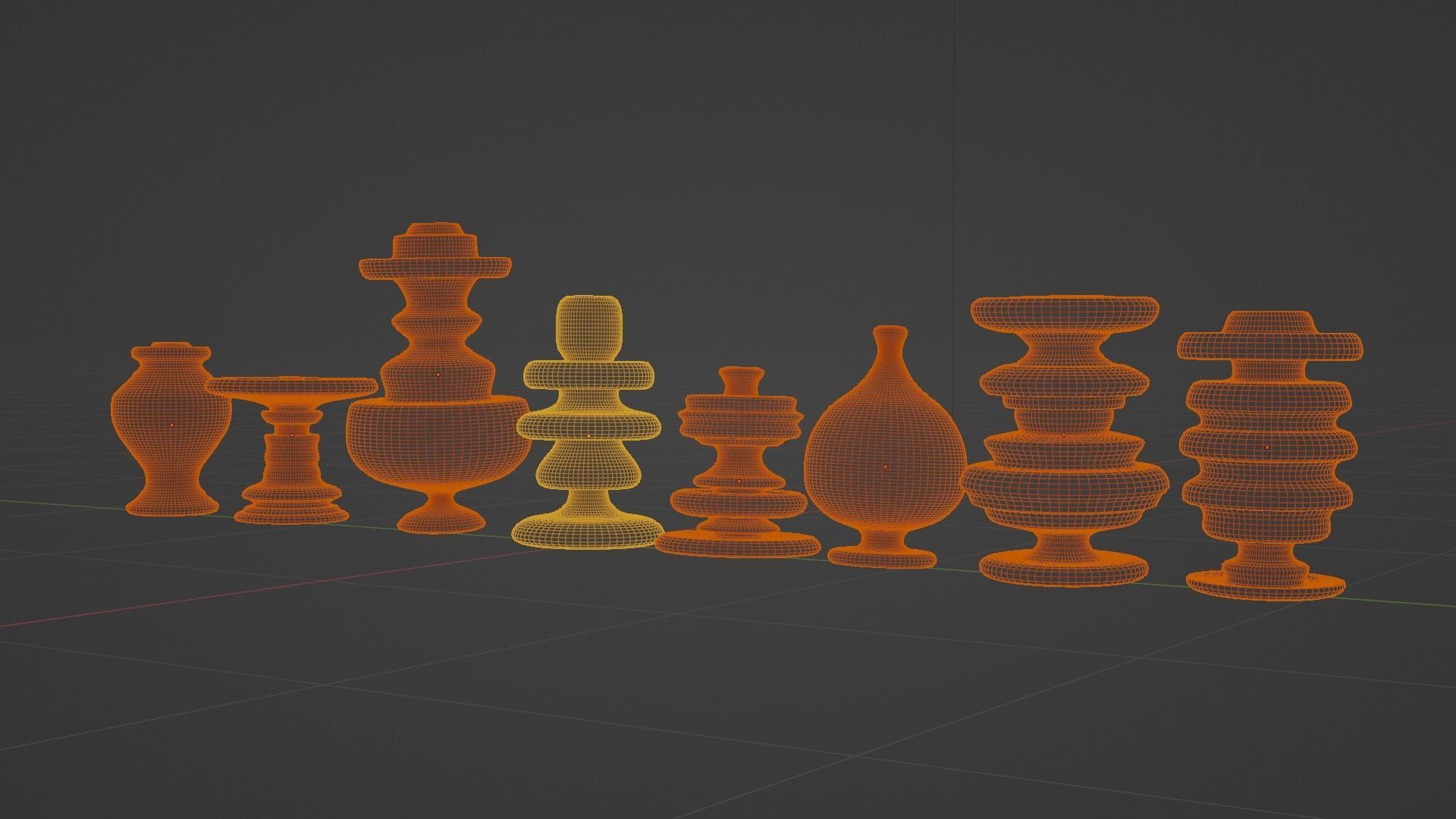 Set of decorative pot base mesh 3D model_15