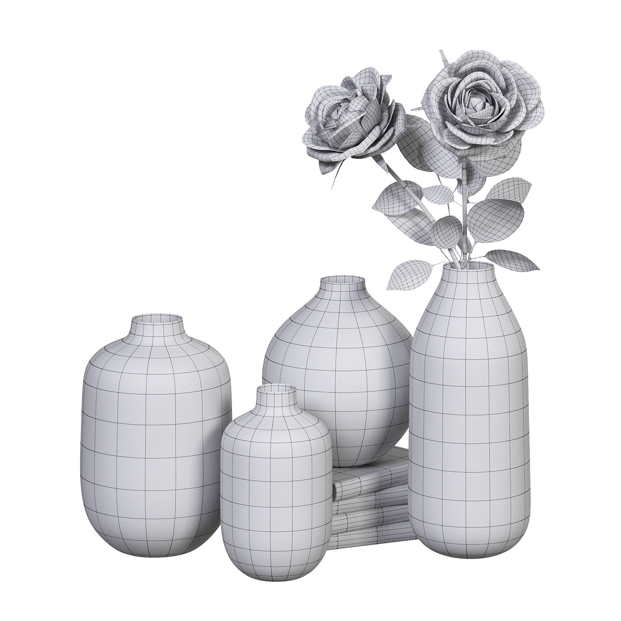 Modern narrow clear glass vase 3D model_2