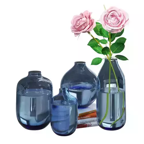 Modern narrow clear glass vase 3D model