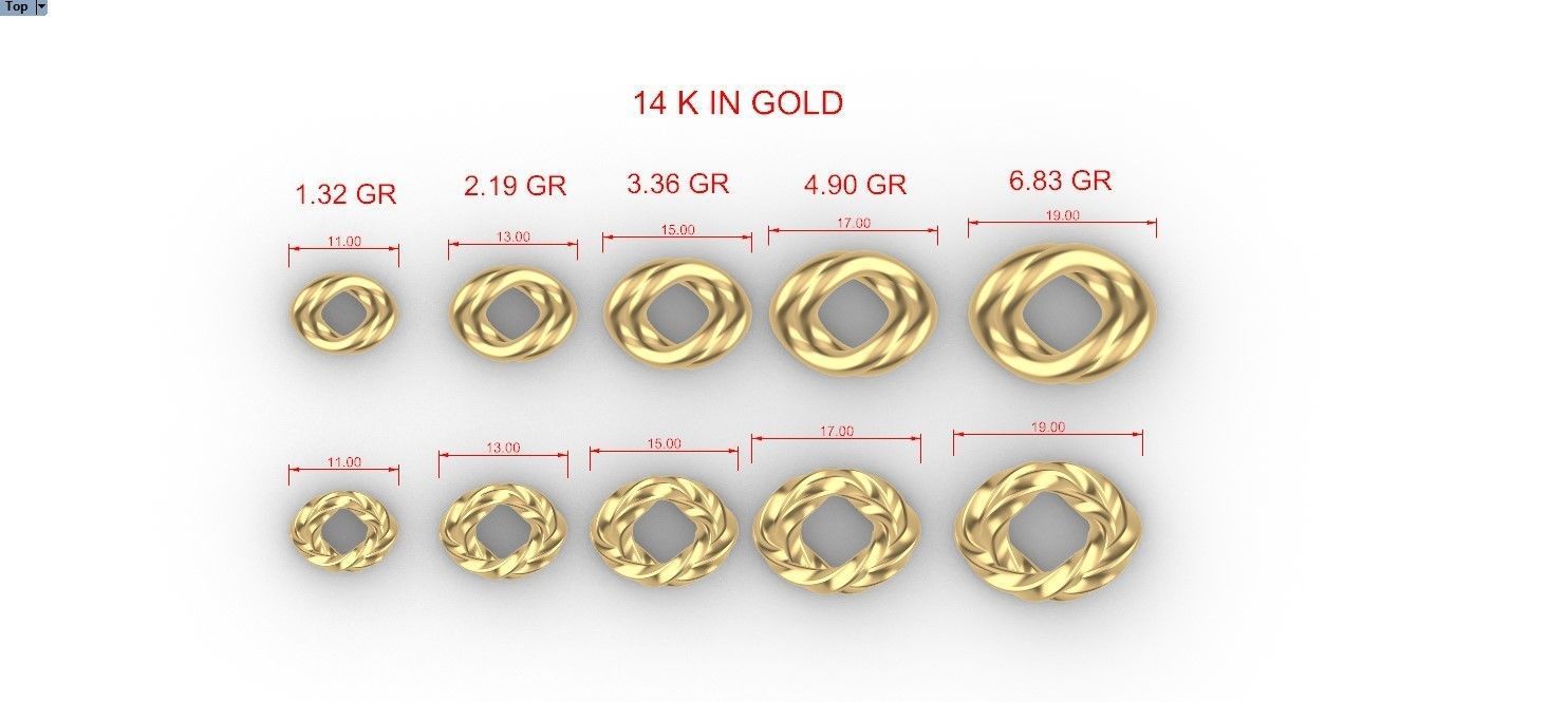 Two Rows Flat and Twist Cuban Graduated Chain Necklaces Pack 3D print model_8