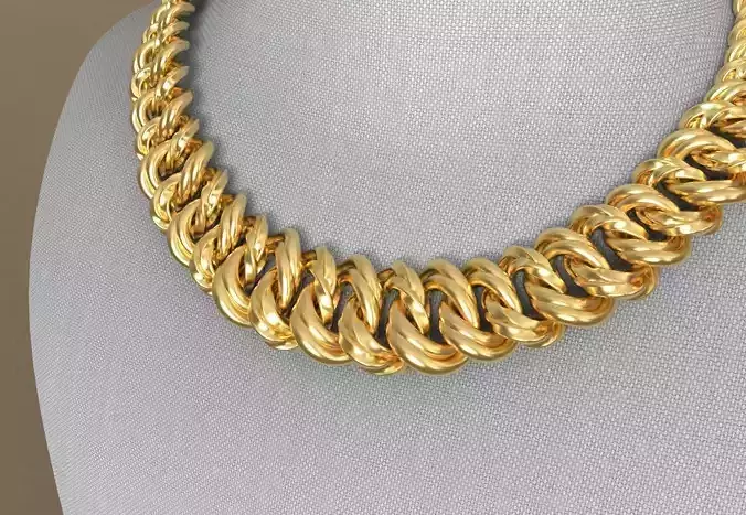 Two Rows Flat and Twist Cuban Graduated Chain Necklaces Pack 3D print model