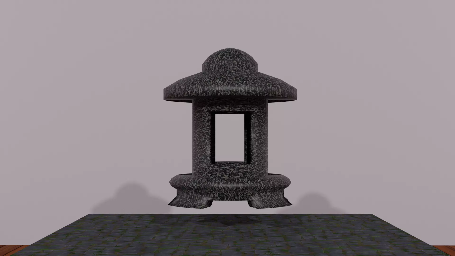 Stylized Japanese Toro or Stone Lamp in Dark Black Granite Low-poly 3D model_0