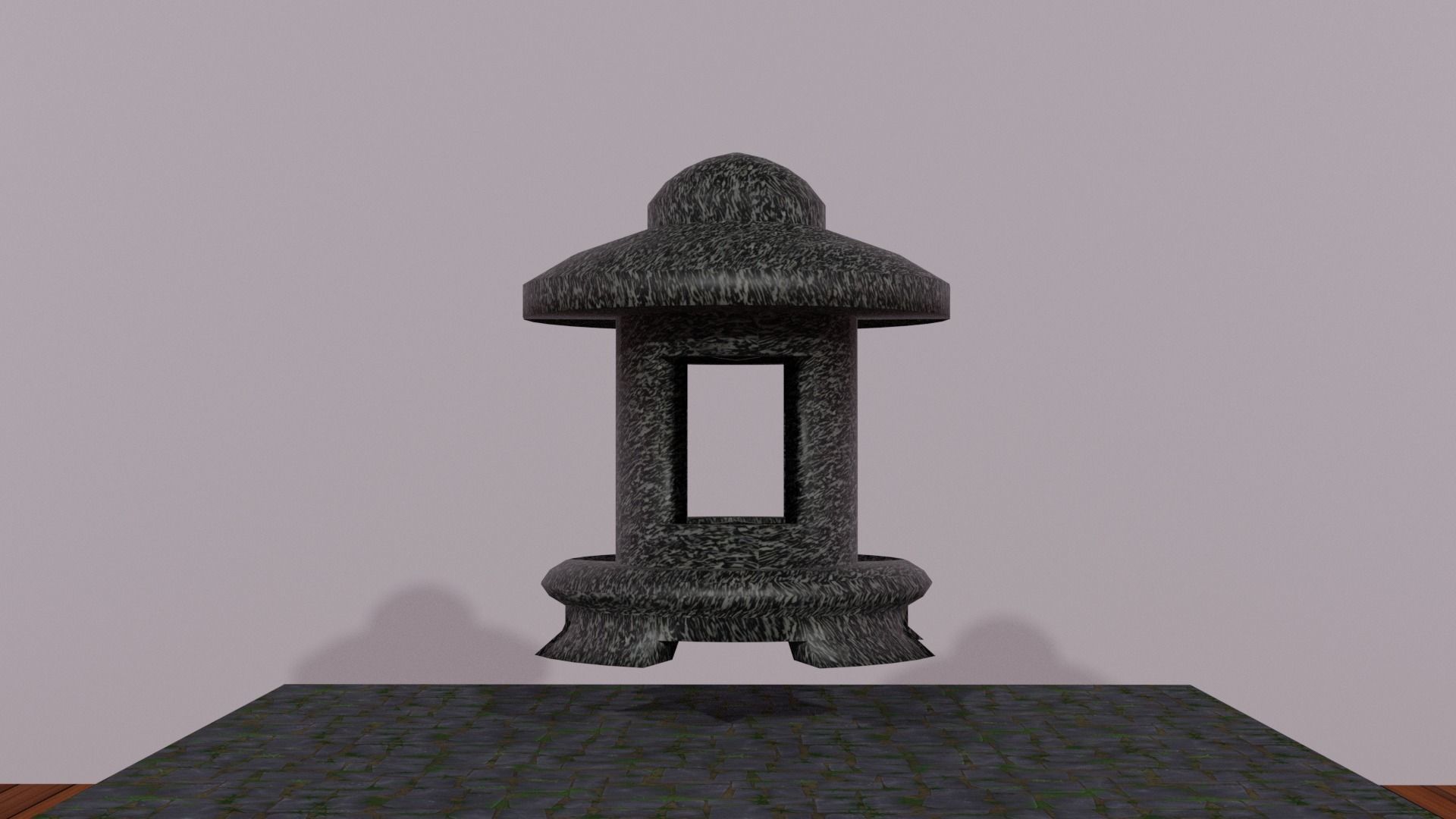 Stylized Japanese Toro or Stone Lamp in Dark Black Granite Low-poly 3D model_2