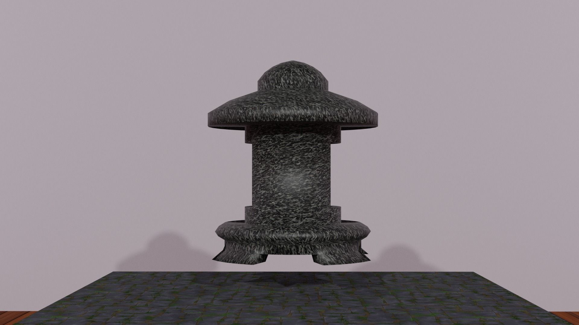 Stylized Japanese Toro or Stone Lamp in Dark Black Granite Low-poly 3D model_3