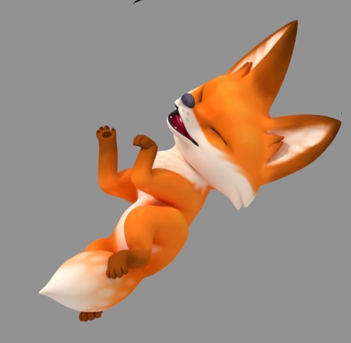 Cartoon Fox Cub Low-poly 3D model_2