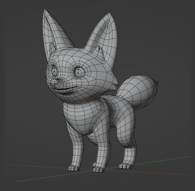 Cartoon Fox Cub Low-poly 3D model_5