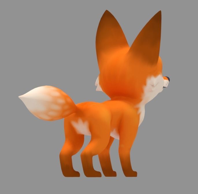 Cartoon Fox Cub Low-poly 3D model_3