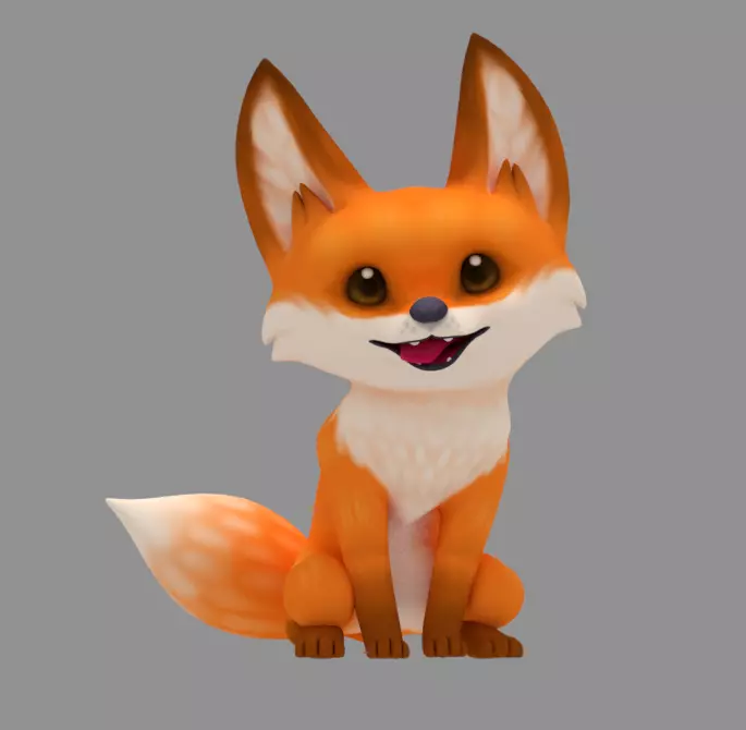 Cartoon Fox Cub Low-poly 3D model_0