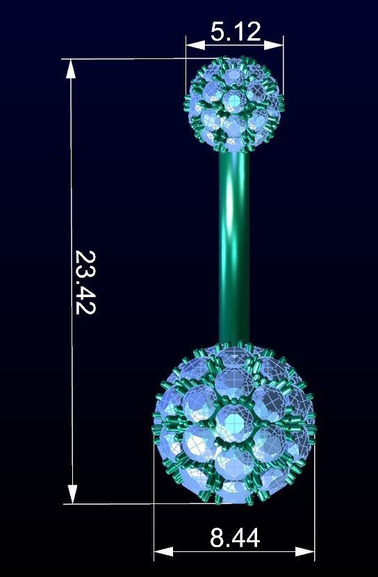 Diamond Navel Piercing 3D print model_2