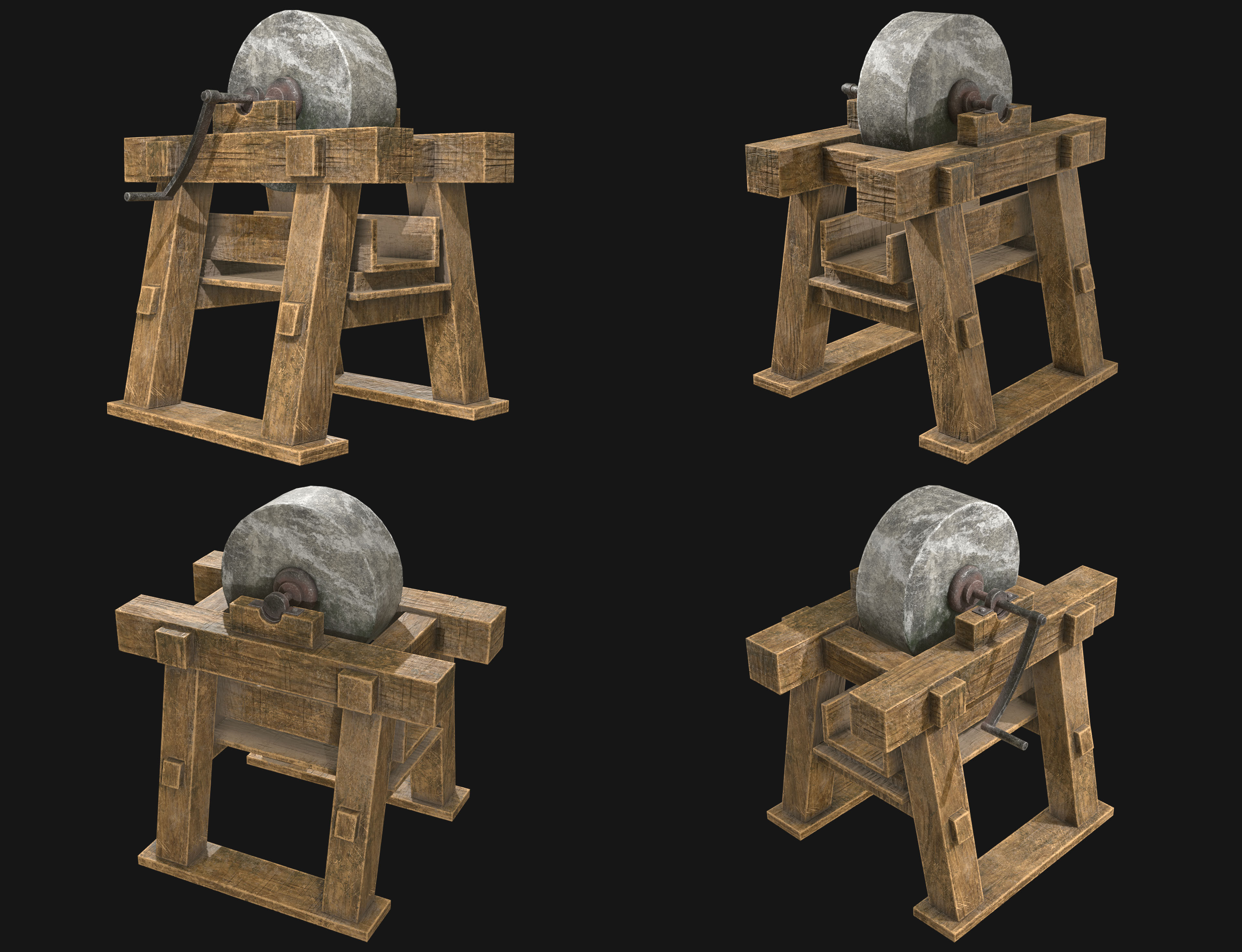 Old Grindstone Set 1 3D Model Collection_9