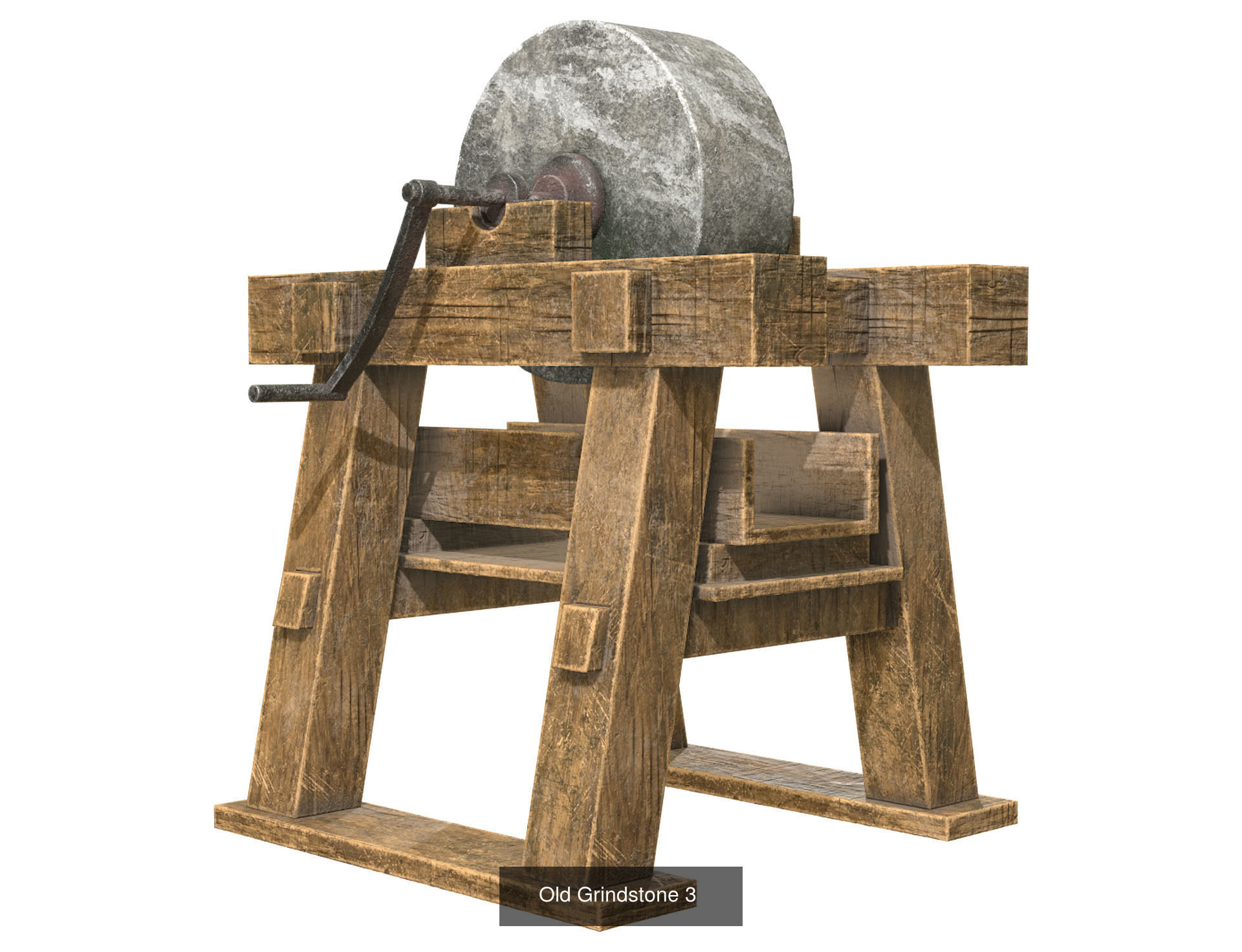 Old Grindstone Set 1 3D Model Collection_3