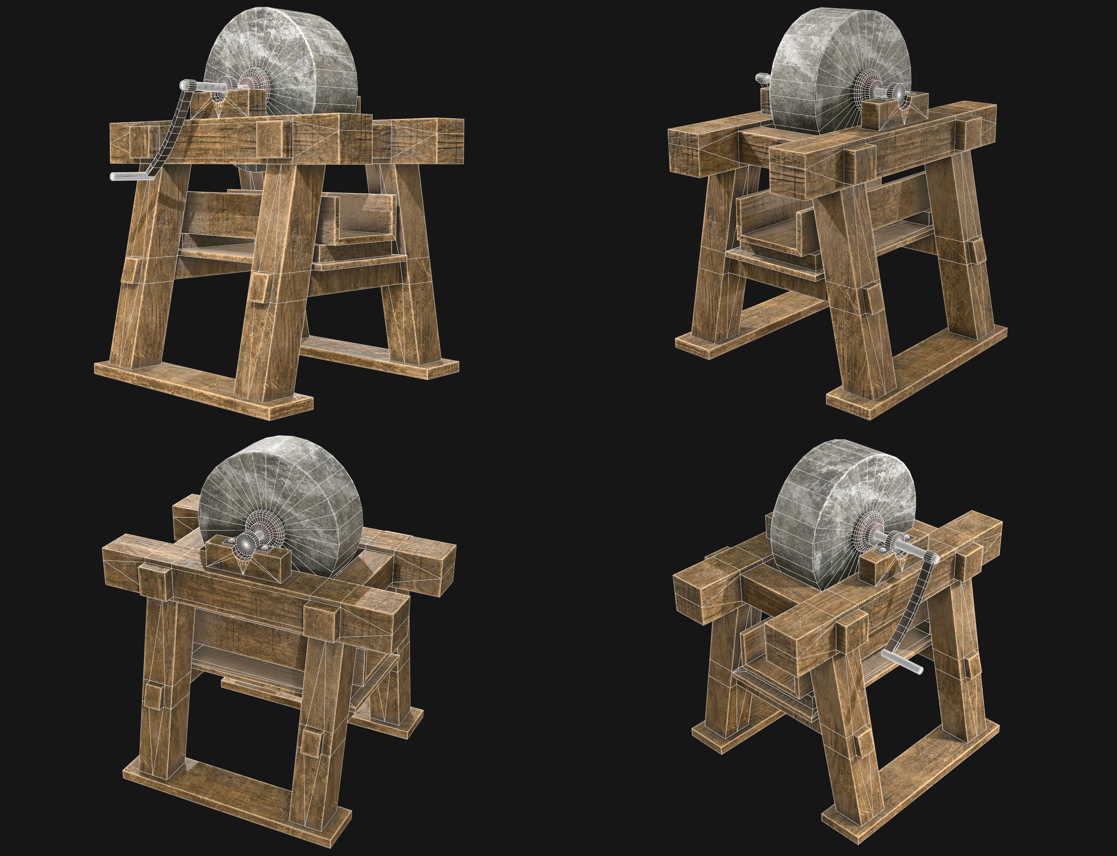 Old Grindstone Set 1 3D Model Collection_10