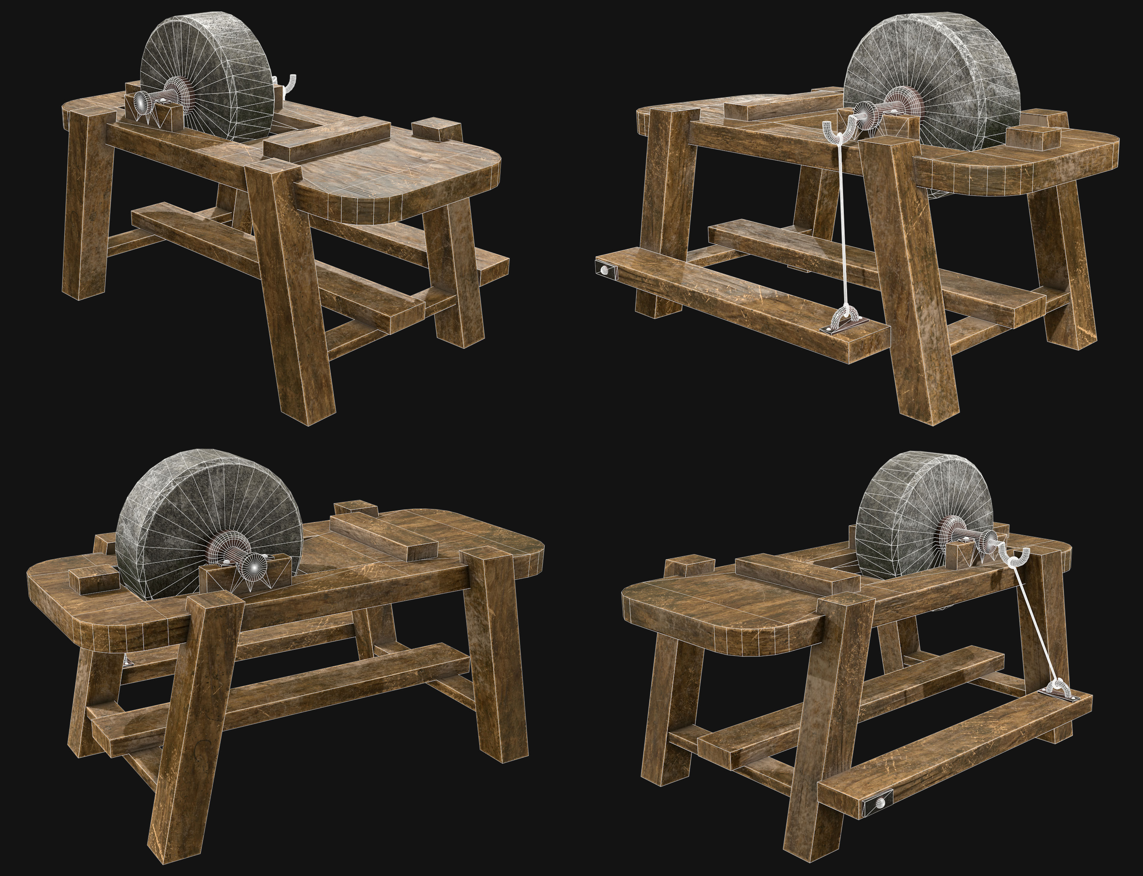 Old Grindstone Set 1 3D Model Collection_5