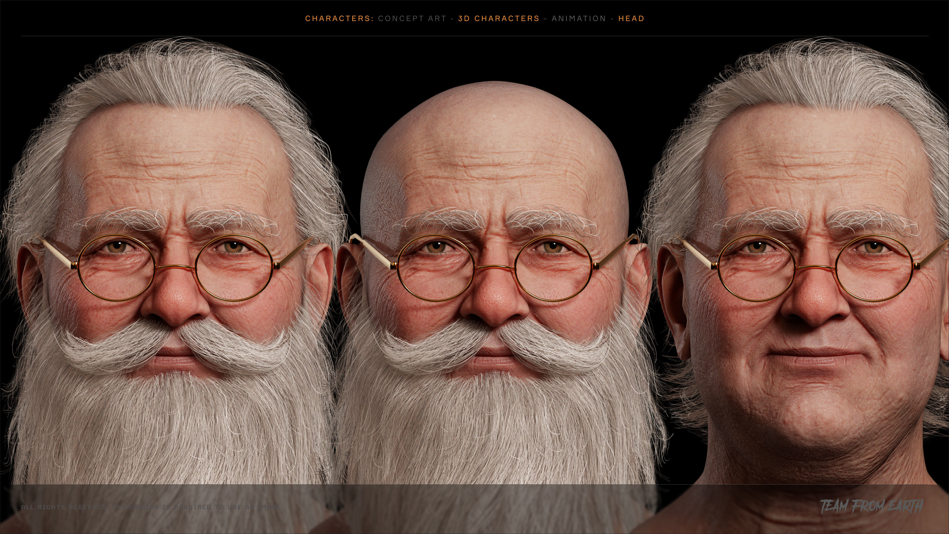 Vintage 3D model of Santa Clause animated for Unreal engine Low-poly 3D model_3