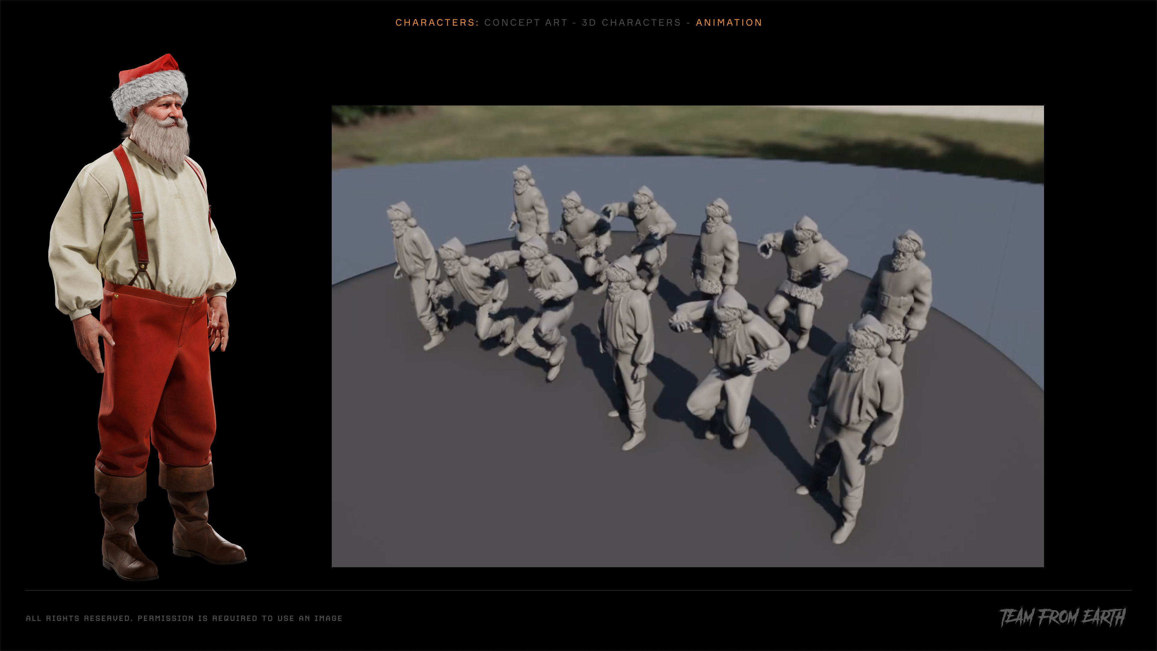 Vintage 3D model of Santa Clause animated for Unreal engine Low-poly 3D model_2